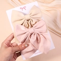 Pinzas grandes para el pelo con lazos rosa y beige en tarjeta de exhibición para mujer - Estilo Beige Y Rosa Claro (2C)
