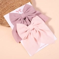 Floral large bow hair clip set in light pink and dusty rose colors with matte fabric - Pale Pink And Rose Set (2B)