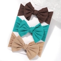 Set di fasce per neonati con fiocchi in tessuto a coste marrone, verde e beige - Caffè Scuro-Ciano-Marrone Beige (3U) / Set di 3 pezzi