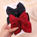 Juego de dos lazos para el pelo de satén en negro y rojo vino en tarjeta comercial - Estilo Negro Y Rojo Vino (2D)