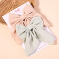 Floral bow hair clip set in peach and mint green colors with textured woven fabric - Pink Orange And Mint Green Set (2C)