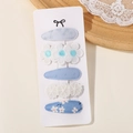 Lot de 5 barrettes en tissu marguerite aux motifs floraux blanc et bleu clair doux - Combinaison de 5 Pièces (5C) / 5 Pièces