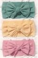 Lot de 3 bandeaux souples pour bébé avec de grands nœuds en menthe, crème et rose tendre - Cyan Jaune Crème Rose Pâle (3Q)