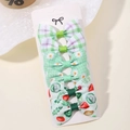 Set di 6 fermagli per capelli per bambini con fiocchi a fiori, quadri e verdure - Margherita e Verdura a Scacchi Viola e Verde (6C)