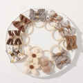 20-piece set of baby girl bow hair ties and flower elastics in earthy brown tones - Coffee Apricot Small Flower Plaid Style