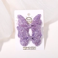 Paio di fermagli per capelli a farfalla viola con glitter per bambine su carta - 2A-28