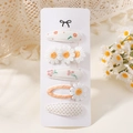 Set de barrettes à fleurs marguerites avec motifs floraux orange et broderie mignonne - Combinaison de 5 Pièces (5BB) / 5 Pièces