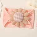 Pink infant headband with ribbed elastic fabric and a large floral bow design - Light Pink (2)