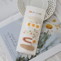 Handmade daisy floral hair clip set with 5 pieces in orange and beige fabric design - 5R (5 Pcs/Pack)