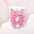 Set di due fermagli per capelli a farfalla con glitter rosa per bambine su carta - 2a-29 (2 Bustine Protettive Per Carte In Opp)