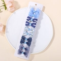 10-piece cute blue bow hair clip set with floral patterns on white display card - 10E (Blue Series)