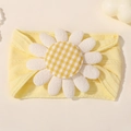 Soft nylon baby headband in bright yellow with a large white daisy flower decoration - Bright Yellow (6)