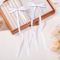 Set di due fermagli per capelli con fiocchi di raso bianco e lunghi nastri eleganti - Stile Fiocco A Nastro Lungo / Bianco