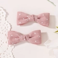 Lot de deux barrettes à cheveux rose à pois blancs en tissu pour enfants et femmes - Style À Pois Rose (2A-3)