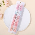 Cute set of 10 pink floral and plaid butterfly hair clips on a white display card - 10L (Pink Series)