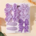 Set de 8 accesorios para el pelo morados para niñas con lazos y clips de tela - 8B Multicolor