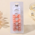 6-piece grosgrain ribbon bow hair clips set in white and pink tones on display card - Pink White Multi-Color Set (6B)