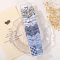 Cute children hair clip set with blue floral and plaid patterns for girls on display card - Blue Series