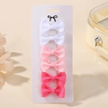 6-pack gradient pink bow hair clips set for kids made of high-quality grosgrain ribbon - Pink Gradient Set (6C)