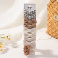 Cute kids hair clip set with plaid bow and rose flower on white display card - Beige Floral