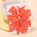 Lot de barrettes à nœud motif cœur rouge style arc-en-ciel sur carte de présentation - Style Cœurs Rouge Rose (2A-6)