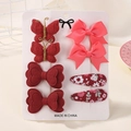 Set de 8 barrettes pour enfants avec nœuds rouges et roses sur carte de présentation - Série Rouge Rose (8C)
