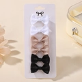 6-pack grosgrain ribbon hair bows in white champagne and black on display card - Champagne Black White Set (6E)