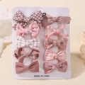 10-piece cute pink plaid and polka dot bow hair clips set on a display card - Sweet Pink Polka Dot Bow Collection (10D)
