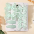Set da 6 pezzi di fermagli per capelli con fiocchi verde menta per bambine - 8E