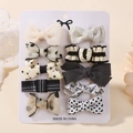 Set of 10 cute girls hair clips with polka dots and mesh patterns on display card - Blue Mesh Bow Collection (10E)