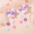 Pink and purple flower hair clips with long tassels and pearls for little girls - Purple and Pink Mix (2A-3)
