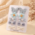 Lot de 10 barrettes cheveux pour filles avec fleurs et papillons en dentelle - Collection Thème Bleu (10B)