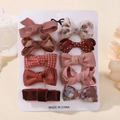 Set of 10 vintage bow hair clips for girls in burgundy and rose pink velvet styles - Retro Burgundy Velvet Bow Collection (10F)