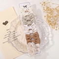 10pcs cute girls hair clips set with plaid dots and lace flowers on display card - Cherry Plaid