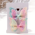 Set di 2 fermagli per capelli glitterati con sfumature rosa, blu e giallo pastello - Duo Macaron (2A-36)