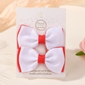 Set di due fermagli per capelli fatti a mano con fiocchi in grosgrain rosso e bianco - Rosso e Bianco (2A-6)
