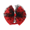 Elastico per capelli con fiocco rosso e nero in rete a pois e nastro a coste - Rosso E Nero (12)