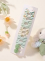 Cute kids' hair clip set with floral and plaid patterns on a white display card - Avocado