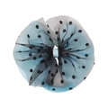 Chouchou en résille bleu clair avec tulle à pois noirs pour filles et femmes - Bleu Clair Et Noir (17)
