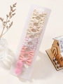 10-piece cute kids hair clip set with orange polka dots and pink floral patterns - Pink Plaid