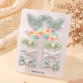 Lot de 10 pinces à cheveux mignonnes pour filles avec papillons en mesh et nœuds floraux - Collection Macaron à la Menthe (10F)