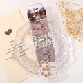 Cute 10-piece girls hair clip set with floral plaid patterns on white card - Coffee Floral