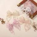 Charming set of four lace hair clips with daisy embroidery in white and pink tones - Multi-Color Lace Bow Hair Clip Set (5107)
