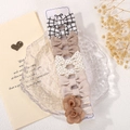 Set of five cute fabric hair clips with plaid and floral patterns for little girls - British Grey