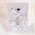 Mollette per capelli a farfalla in peluche bianco con paillettes a stella per bambine - Duo Paillettes Stella (2A-47)