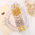 Set of 10 yellow plaid and floral children hair clips on display card with glass plate - Yellow Series
