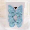 Fiocchi per capelli blu glitterati per bambini, set da 2 su cartoncino decorativo - 2a-53 (2 In Una Bustina Di Plastica Opp)