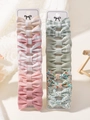 Lot de 10 barrettes à cheveux mignonnes pour filles motifs à carreaux et fleurs - Rose & Vert