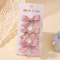 Set di 3 fermagli per capelli con fiocchi rosa fatti a mano e motivi a pois - Serie Rosa Set
