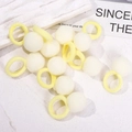 Cute white plush pom-pom hair ties set with yellow elastic bands for girls' hairstyles - Yellow And White Style (10A-24)